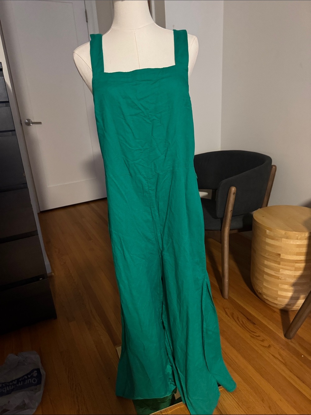 Seafolly Australia Lux Resortwear Emerald Green Linen Blend Slit-Leg Romper
